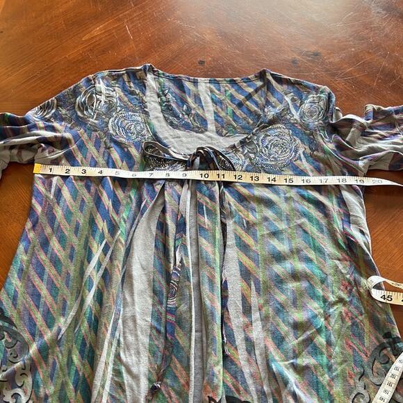 Multicolor Print Cardigan Sweater with Embellishments Woman Size Medium Y2K - Picture 10 of 11